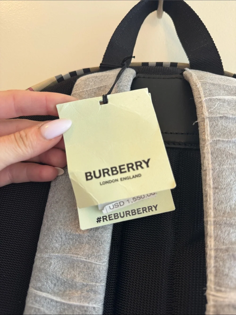 Unisex Burberry Plaid Backpack with Black Accents